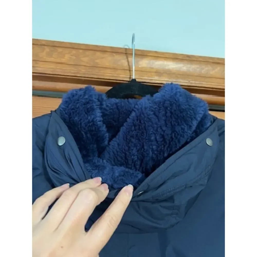J.Crew Boys Fishtail Parka PrimaLoft Navy Blue Hooded Winter Coat Size S